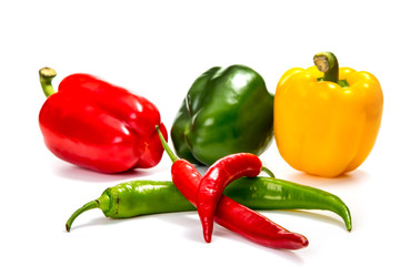 Chilli peppers, isolated on white
