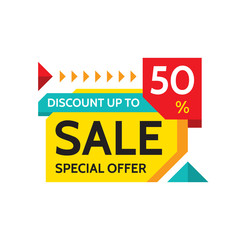 Sale - discount up to 50% - special offer - abstract promotion vector banner. Sale discount concept layout. Design element for advertising print poster or flyer.