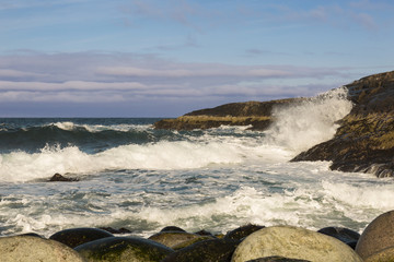 The coast of the Barents sea, the Arctic ocean, Russia