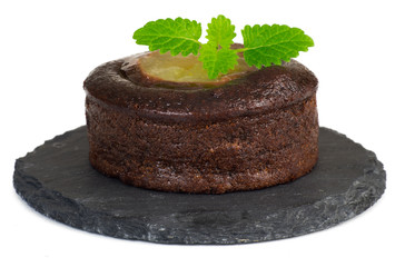 Close up of chocolate pastry isolated
