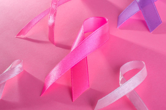 Pink ribbon breast cancer awareness. Medical concept.