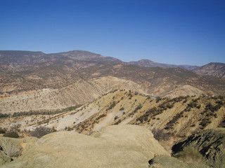 Morocco, North Africa, 05/05/2016, The rugged famous Atlas mountain landscape terrain, in Morocco, North Africa