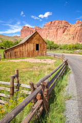 Gifford Barn by a road in Capitol Reef National Park, USA