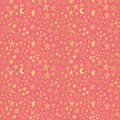 Seamless vector pattern with hand drawn doodle stars
