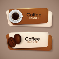 Set of vector banners with coffee.