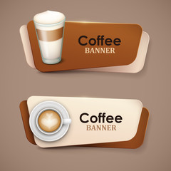 Set of vector banners with coffee.