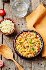 red pepper cilantro corn millet
