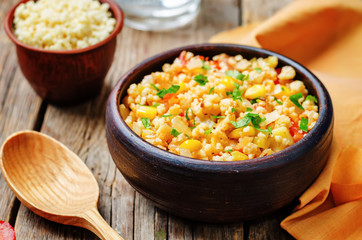 red pepper cilantro corn millet