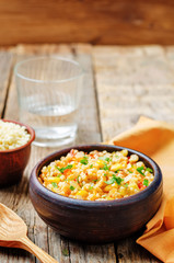 red pepper cilantro corn millet