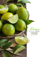 Fresh limes with leaves