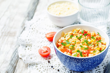 red pepper cilantro corn millet