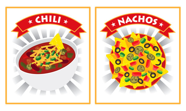 chili and nachos illustration