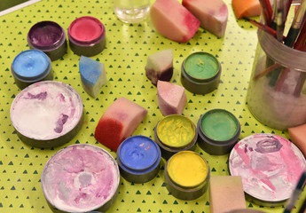 Various colors of face painting dye
