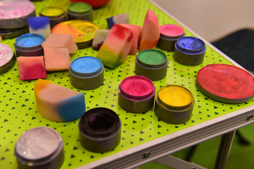 Various colors of face painting dye
