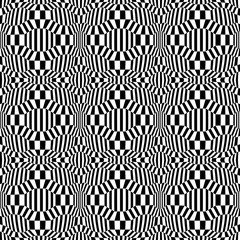 Vector hipster abstract psychadelic geometry trippy pattern with 3d illusion, black and white seamless geometric background, subtle pillow and bad sheet print, creative art deco, simple texture 