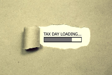 Design of progress bar, tax day loading with brown torn paper 