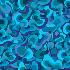 Sea lettuce inspired purple and blue waves seamless pattern