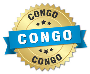 Congo round golden badge with blue ribbon