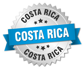 Costa Rica round silver badge with blue ribbon