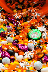 close-up of colorful candies.