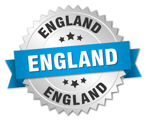 England round silver badge with blue ribbon