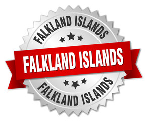 Falkland Islands  round silver badge with red ribbon