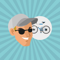 Healthy lifestyle. cartoon man design.  bodybuilding concept