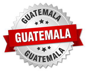 Guatemala  round silver badge with red ribbon