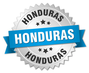 Honduras round silver badge with blue ribbon