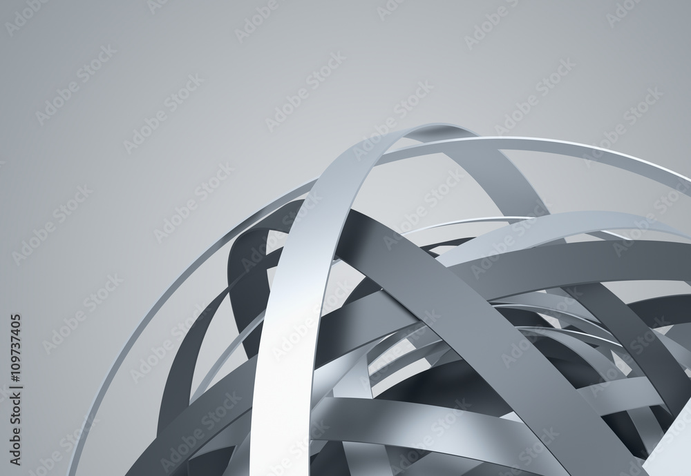 Poster abstract 3d rendering of sphere with rings in empty space. futuristic shape. surreal background.