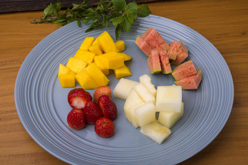 Assorted Fruits - Mango, Strawberry, Melon and Guava