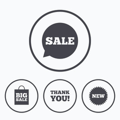 Fototapeta premium Sale speech bubble icon. Thank you symbol