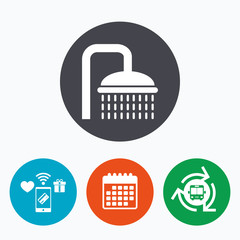 Shower sign icon. Douche with water drops symbol