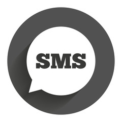 SMS speech bubble icon. Information symbol.