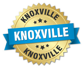 Knoxville round golden badge with blue ribbon - obrazy, fototapety, plakaty