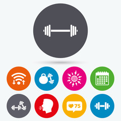 Dumbbells icons. Fitness sport symbols.