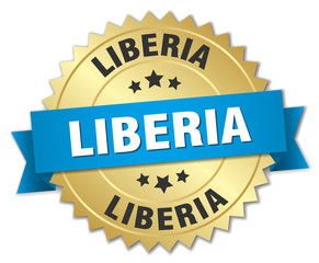Liberia round golden badge with blue ribbon