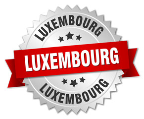 Luxembourg  round silver badge with red ribbon