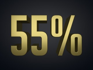 55 percent 3d render symbol
