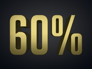 60 percent 3d render symbol