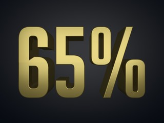 65 percent 3d render symbol