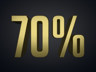 70 percent 3d render symbol