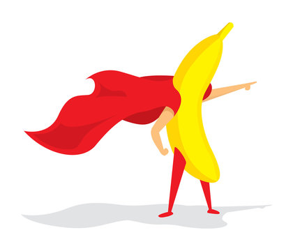 Banana Super Hero Standing With Cape