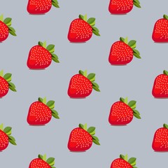 Seamless pattern strawberries blue, vector