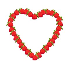 Obraz premium Symbol heart with strawberries, isolated vector