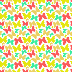 Seamless pattern with hand drawn butterflies