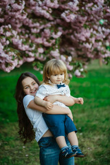 Happy children in orchard