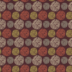 Seamless pattern with round doodle elements