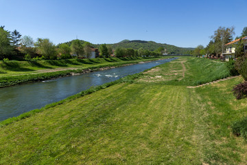 Fototapeta na wymiar Amazing Landscape of Nisava river passing through the town of Pirot, Republic of Serbia