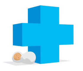 Health cross giving shelter to newborn baby